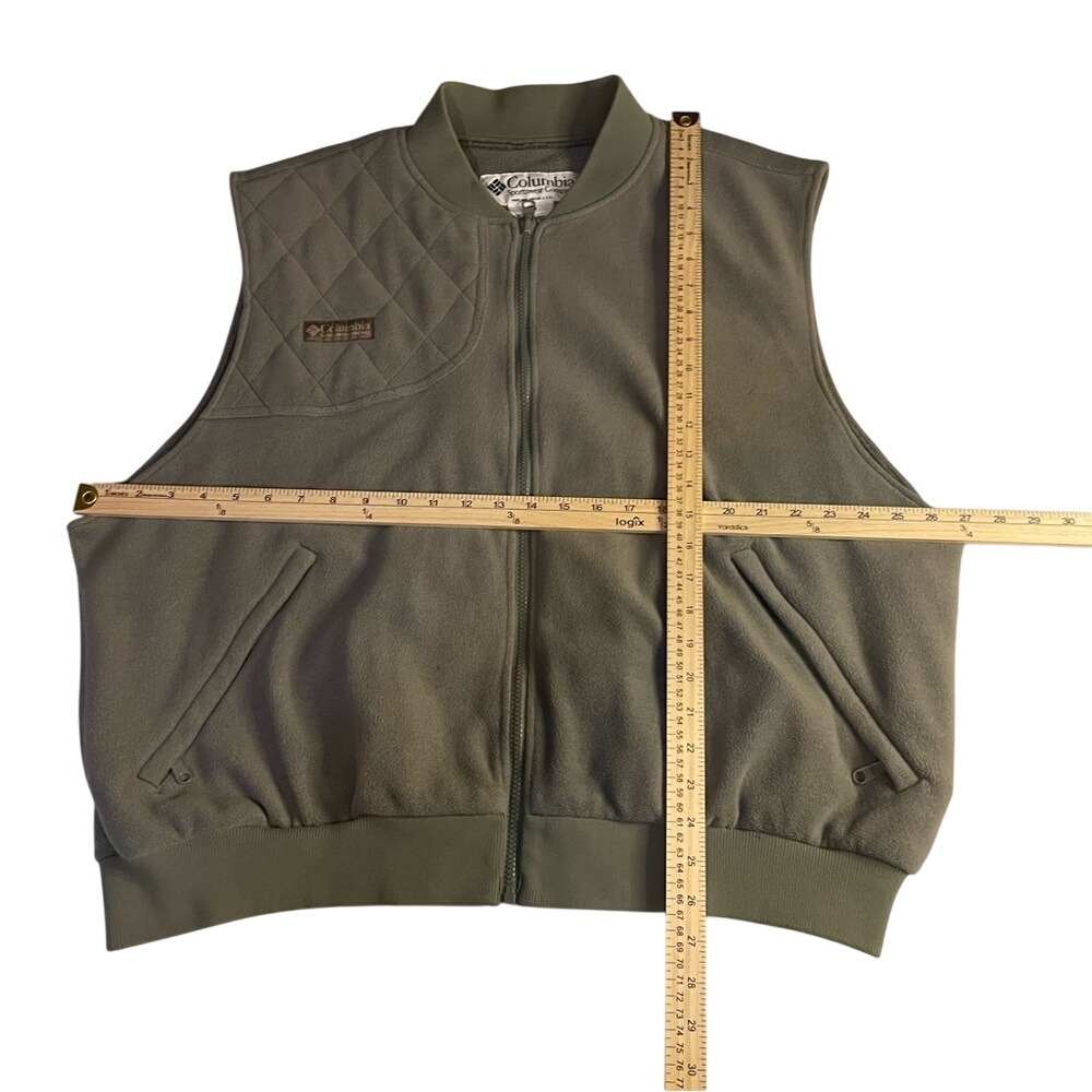 Columbia Sportswear Fleece Shooting Vest Olive Green XXL Full Zip Quilted Patch‎ - Picture 4 of 5